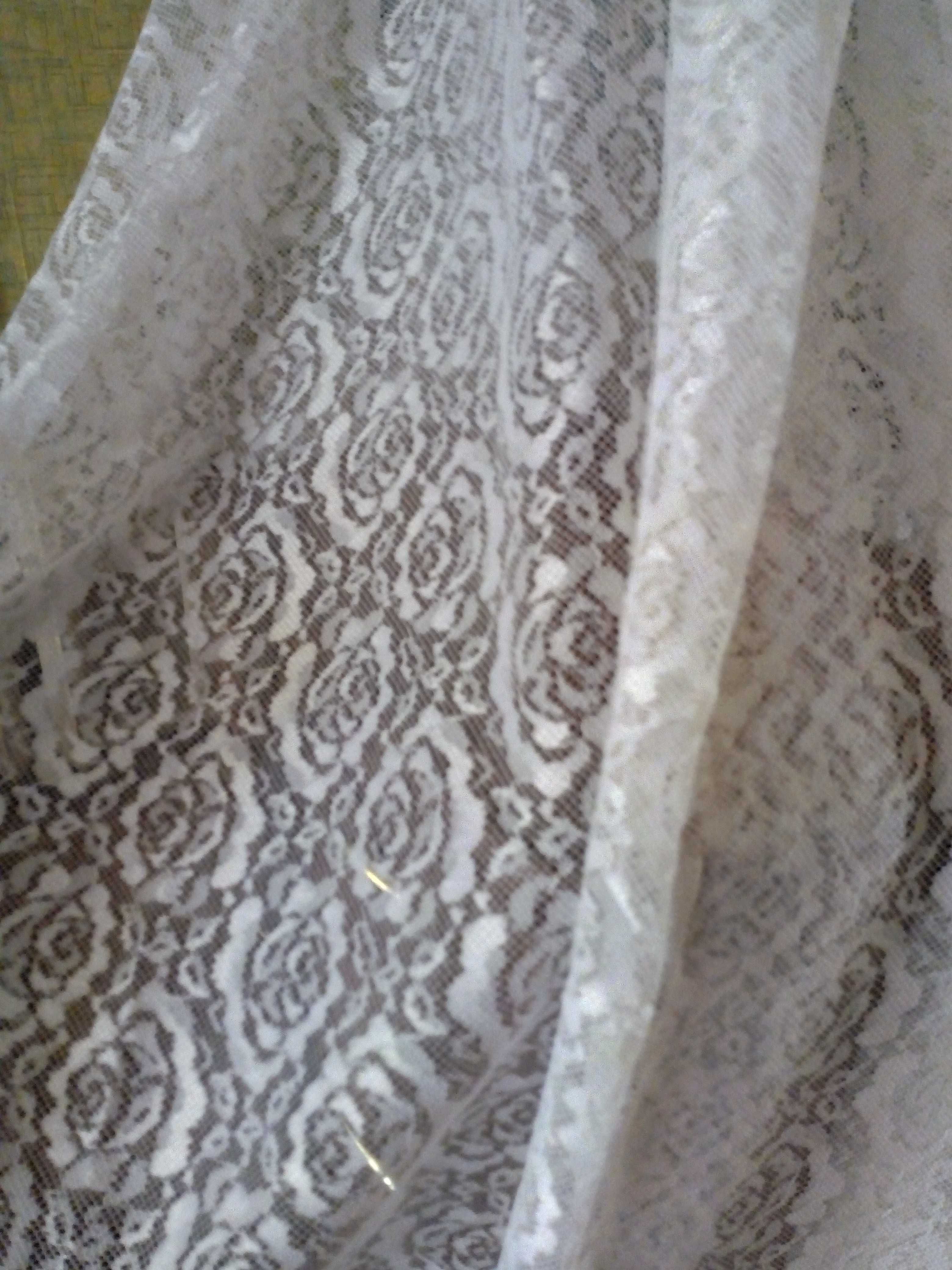 Натуральный шелковый ажурный гипюр белого цвета длина 190 ширина 140