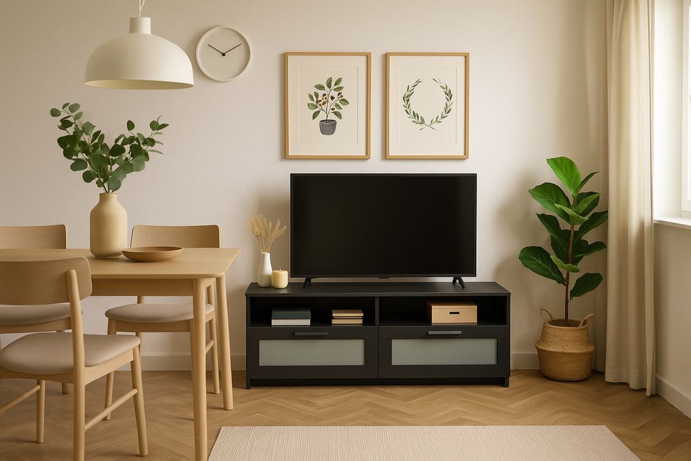 Móvel de TV IKEA Preto com Vidro Fosco – 120 cm