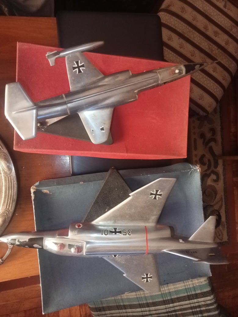 Stary Samolot kolekcjonerski duża Metalowa zabawka model stał alu XXw.
