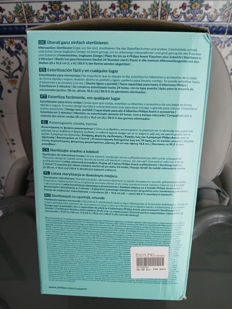 Esterilizador Philips Avent microondas biberões bebe