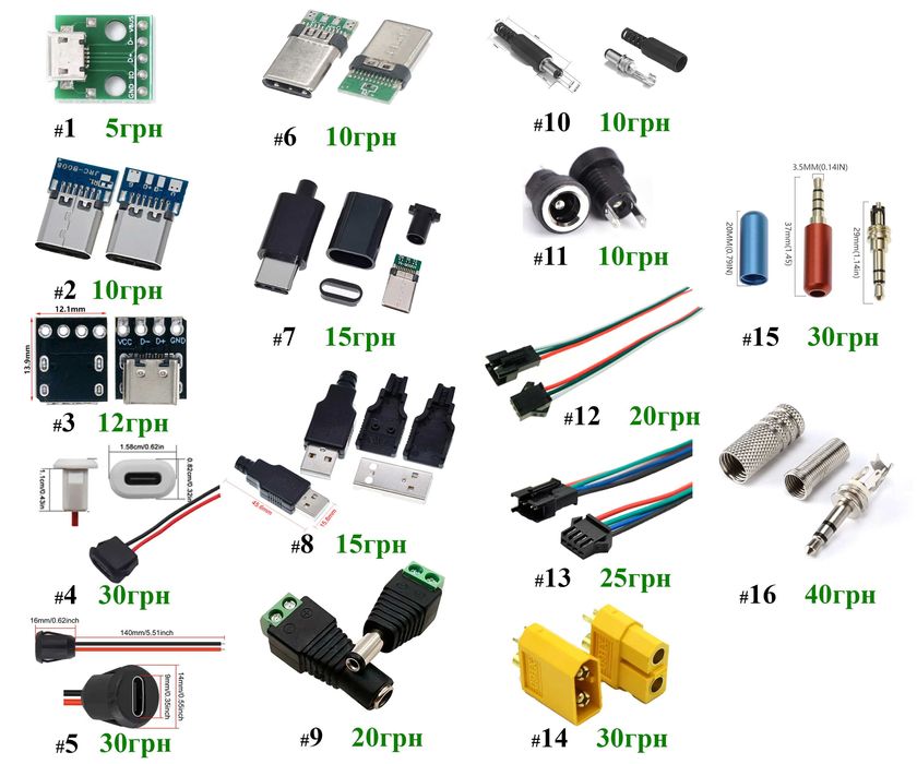 Модуль, роз'єм Type-C/ Мicro USB / DC / USB 2.0 / TX60 МАМА ПАПА