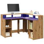 Vidaxl Biurko Z Podświetleniem Led, Dąb Artisian, 130X130X91 Cm