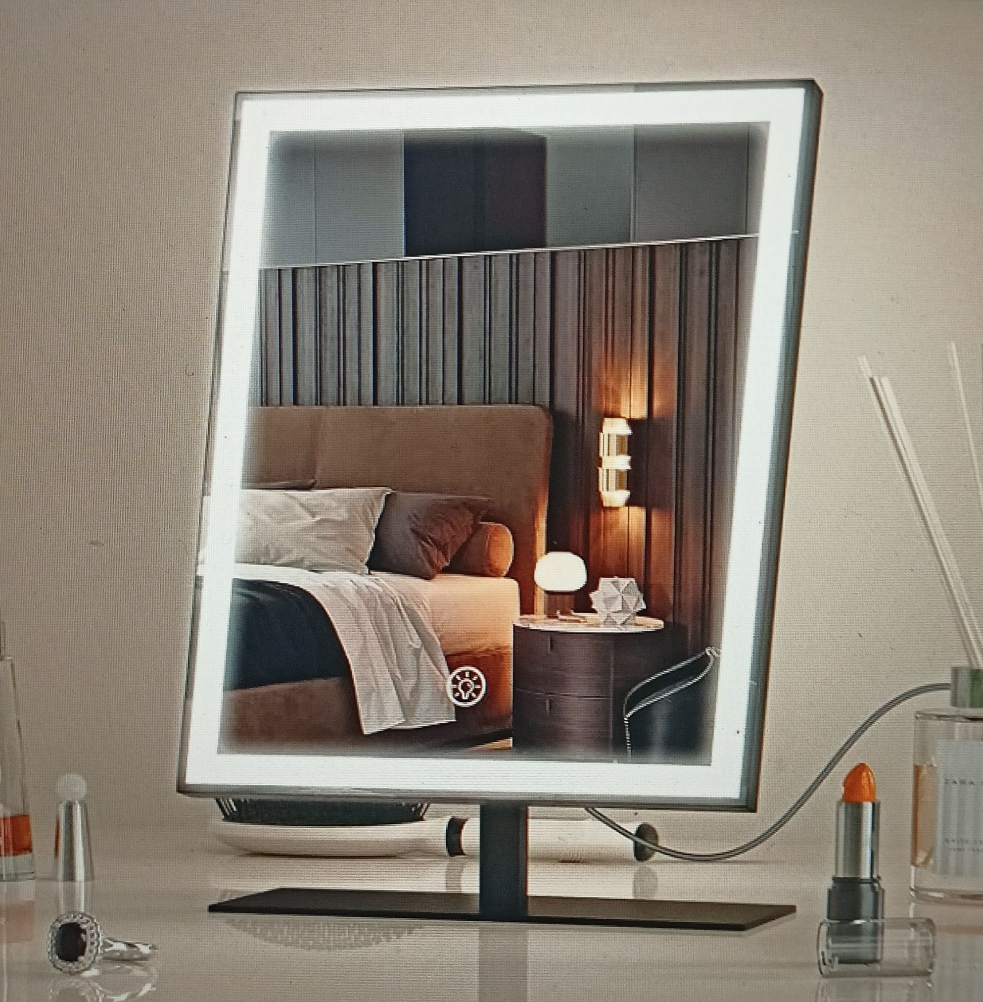 Nowe lustro do makijażu dotykowe 3 barwy światła sciemniane