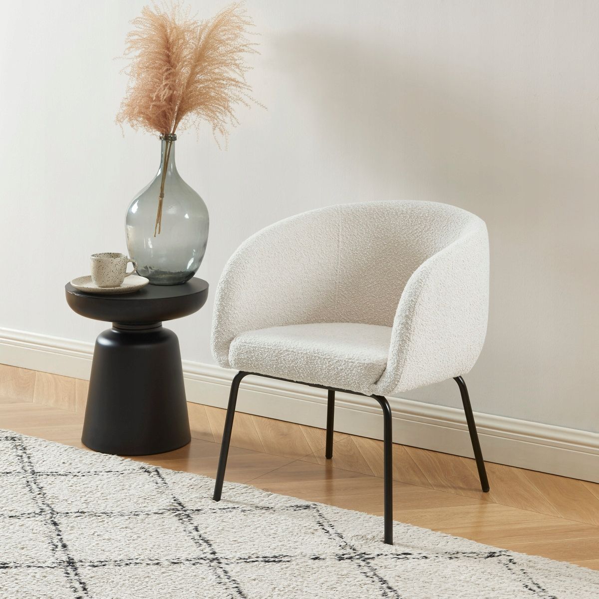 Fotel BELEM z białej tkaniny frotte 58,5 x 60 x 80 cm