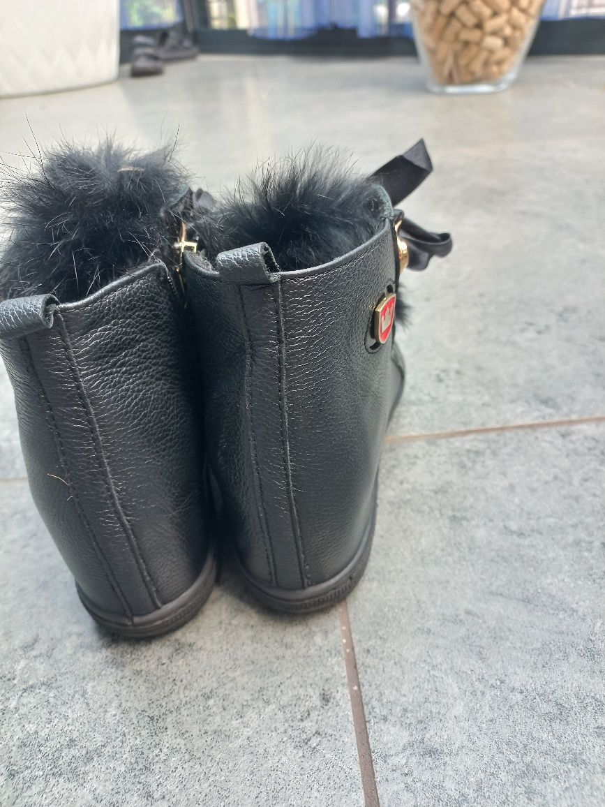 Buty R.Polanśki z futerkiem skórzane eleganckie r.36