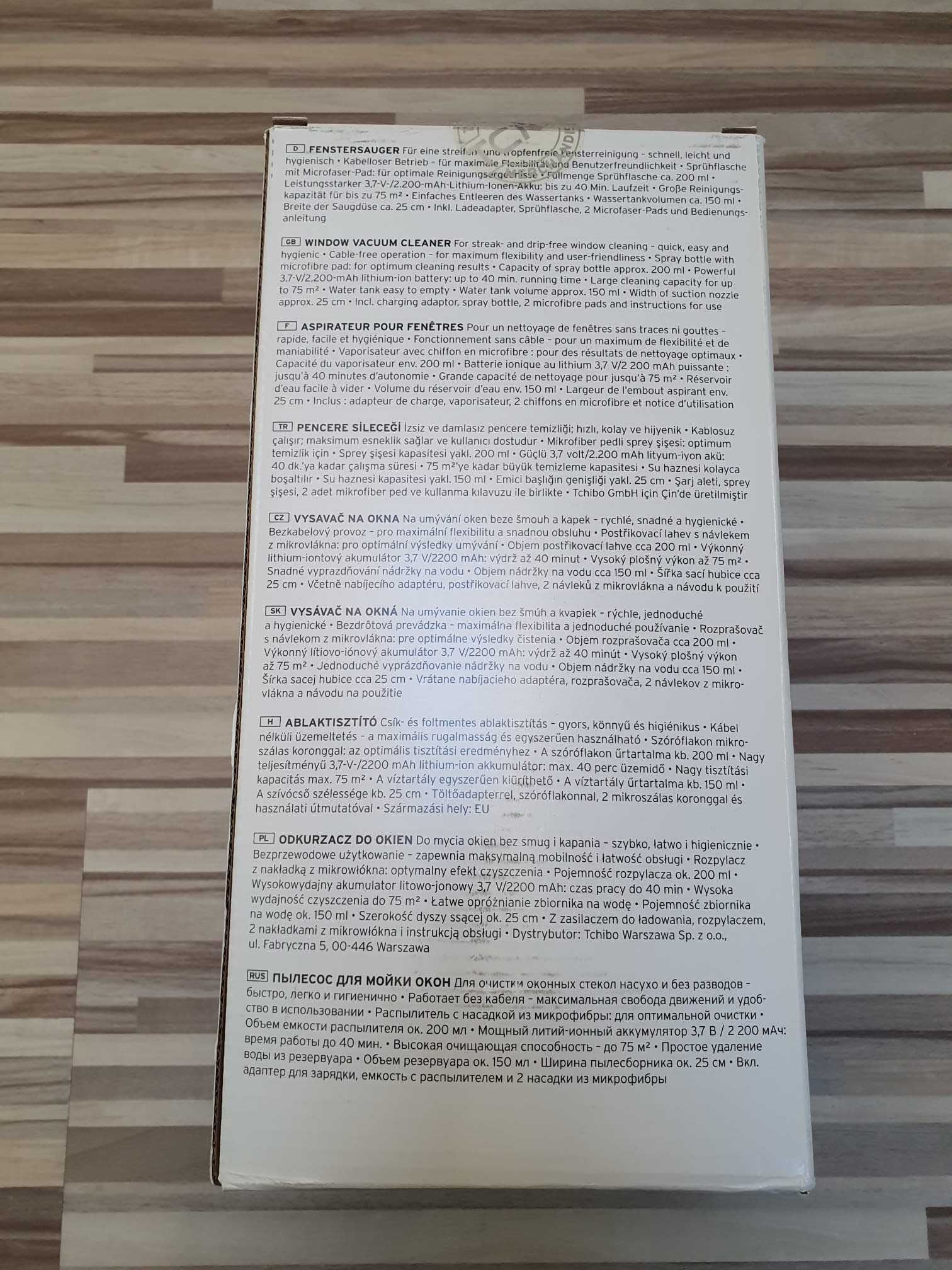 NOWY Odkurzacz do okien Tchibo Fenstersauger – akumulatorowy, bez smug