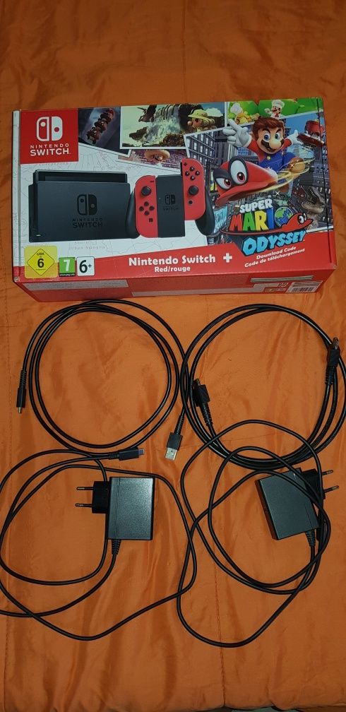Nintendo Switch Mario Red + jogos + acessórios