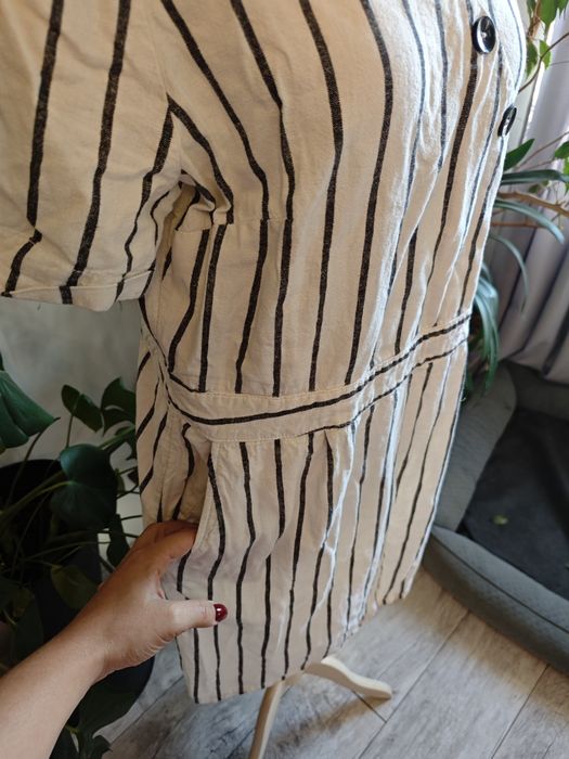 Lniana sukienka 55% len 45% bawełna s.oliwier linen kieszenie w paski