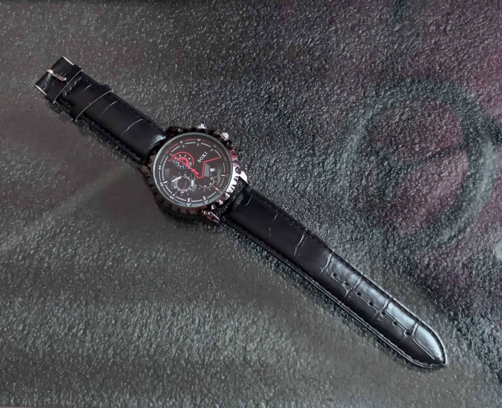 мужские модные кварцевые часы Soki Black