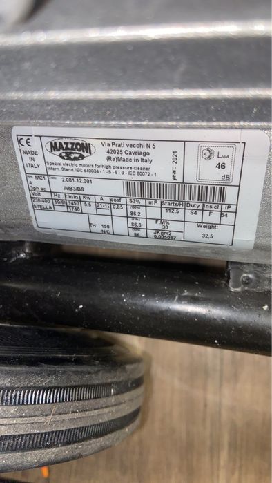 Электродвигатель, мотор для мойки Италия Mazzoni 5,5 кВт
