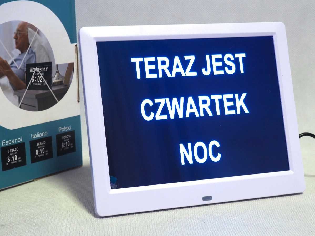 zegar z kalendarzem dla osób słabowidzących lub z alzheimer'em