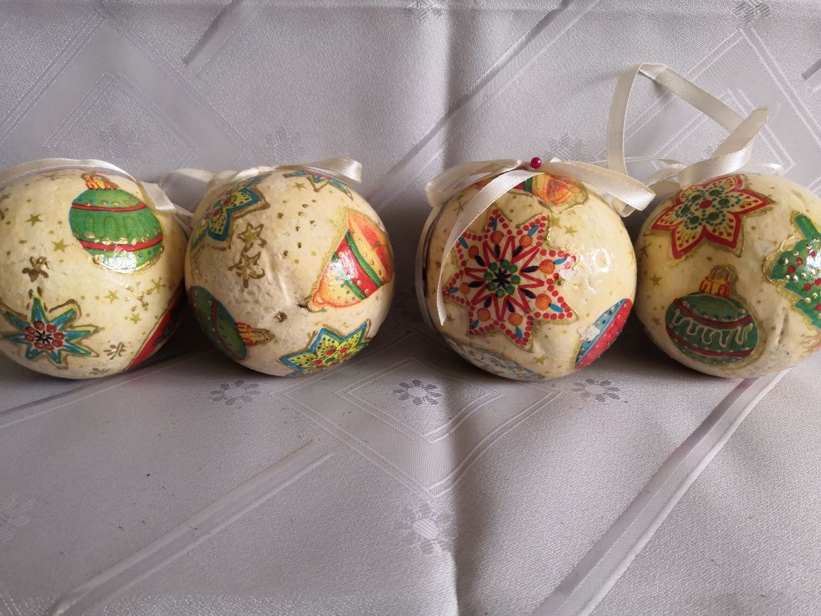 Decoupage bańki na choinkę hand made Boże Narodzenie