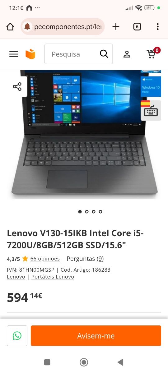 Notbook Lenovo i5 7200  V130_15LKB.