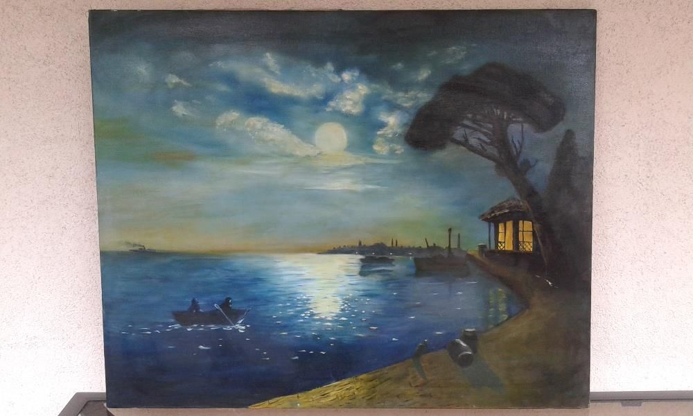 Wielki obraz olejny 100x81 cm na płótnie sygnowany