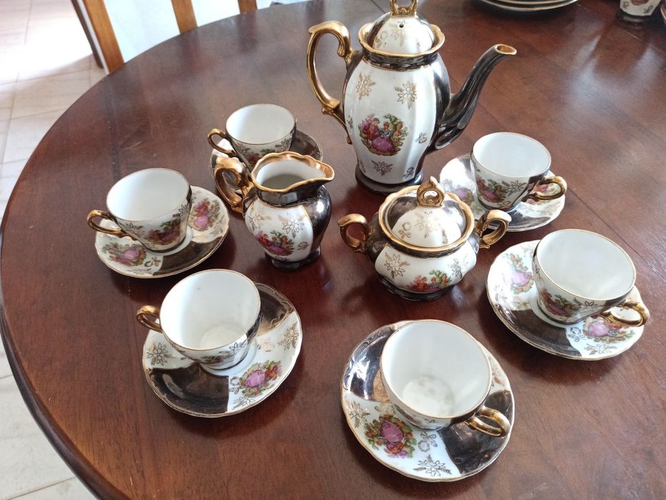 Serviço de café chinês para 6 pessoas em porcelana Lucky China