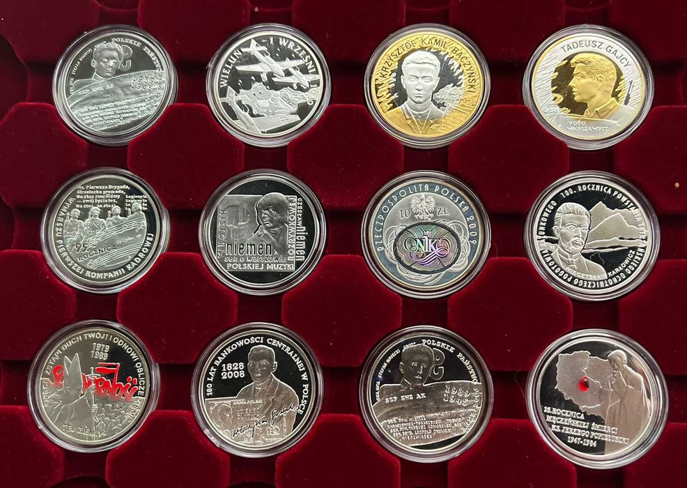 Monety Srebrne 10zł  /  Zestaw 12sztuk  /  2009 / *etui gratis