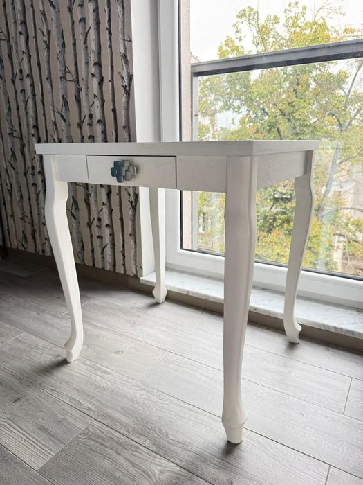 Biały stolik/toaletka z szufladą glamour lite drewno