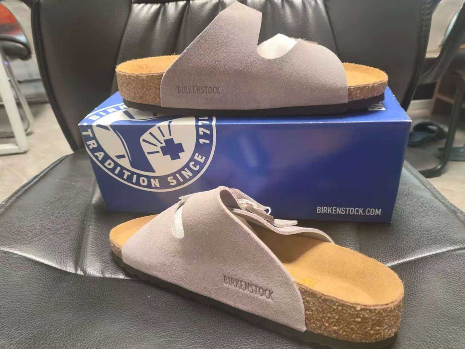 Birkenstock Arizona Szara zamsz szeroka wersja Rozmiar 39