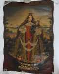 Óleo sobre tela - Nossa Senhora c/o Menino Jesus - Escola Cusquenha