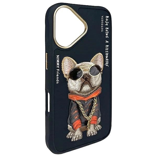 Etui Nimmy Glasses Cool Dog na iPhone 16 - czarne