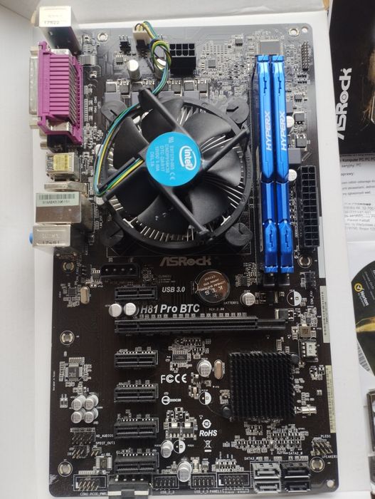 Płyta główna ASRock H81 PRO BTC R2.0 z procesorem I5 4460 i 2x4 GB ram
