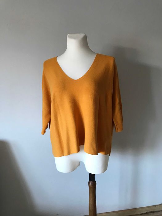 Tunika żółta oversive bluzka z dzianiny sweter nietoperz r. 38 / 40