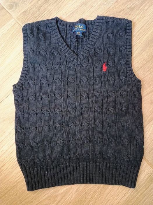 Polo Ralph Lauren Sweater Youth Large Navy Blue Vest Pullover V Neck P