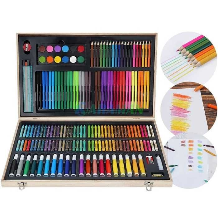 АКЦІЯ!Дитячий набір для малювання олівці фарби 180 предметів Рисование