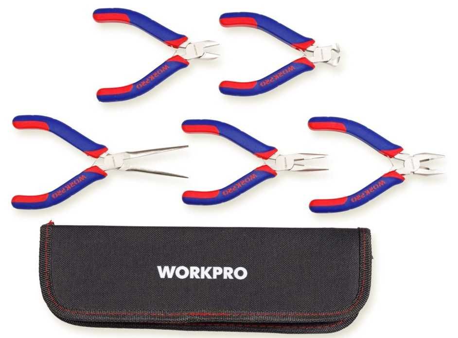 Szczypce do biżuterii 5 sztuk + etui WORKPRO