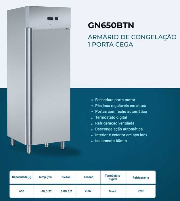 Armário de conservação (+2/+8ºC) de alimentos, em aço inox. NOVO