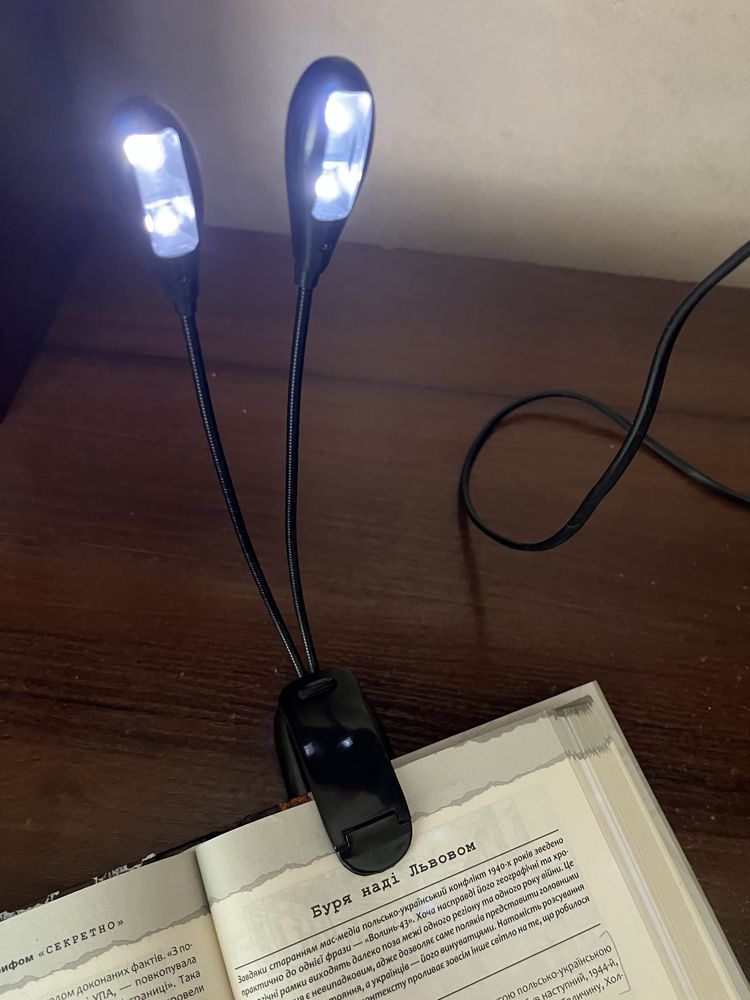 LED міні лампа на прищепці для читання книг