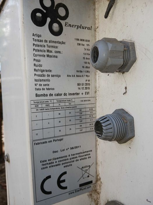 bomba calor enerplural  para aquecimento monofásica