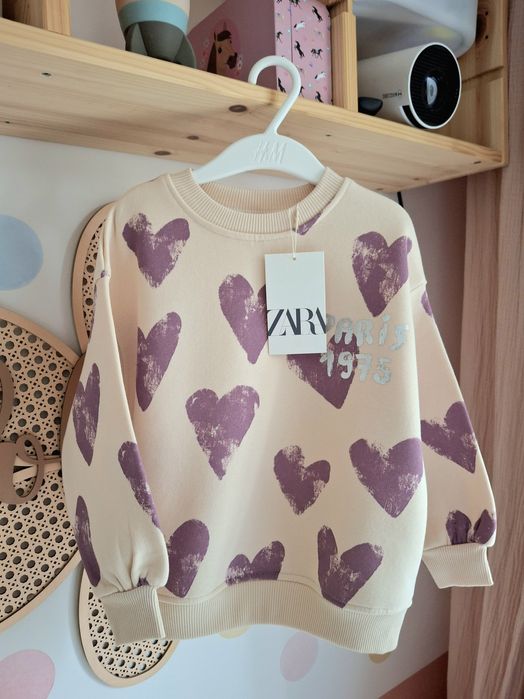 Zara bluza serduszka 104 ocieplana