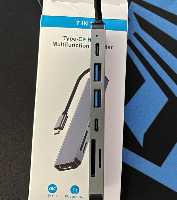 Концентратор Usb c Hub type c 7 в 1 HDMI PD SD TF macbook 4K 30hz 3.0