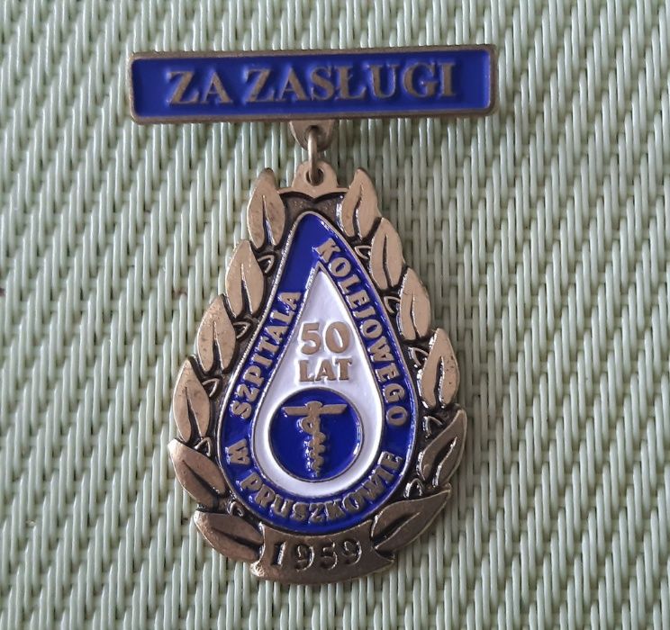 Medal + odznaka - 50 LAT SZPITALA KOLEJOWEGO W PRUSZKOWIE 1959/2009