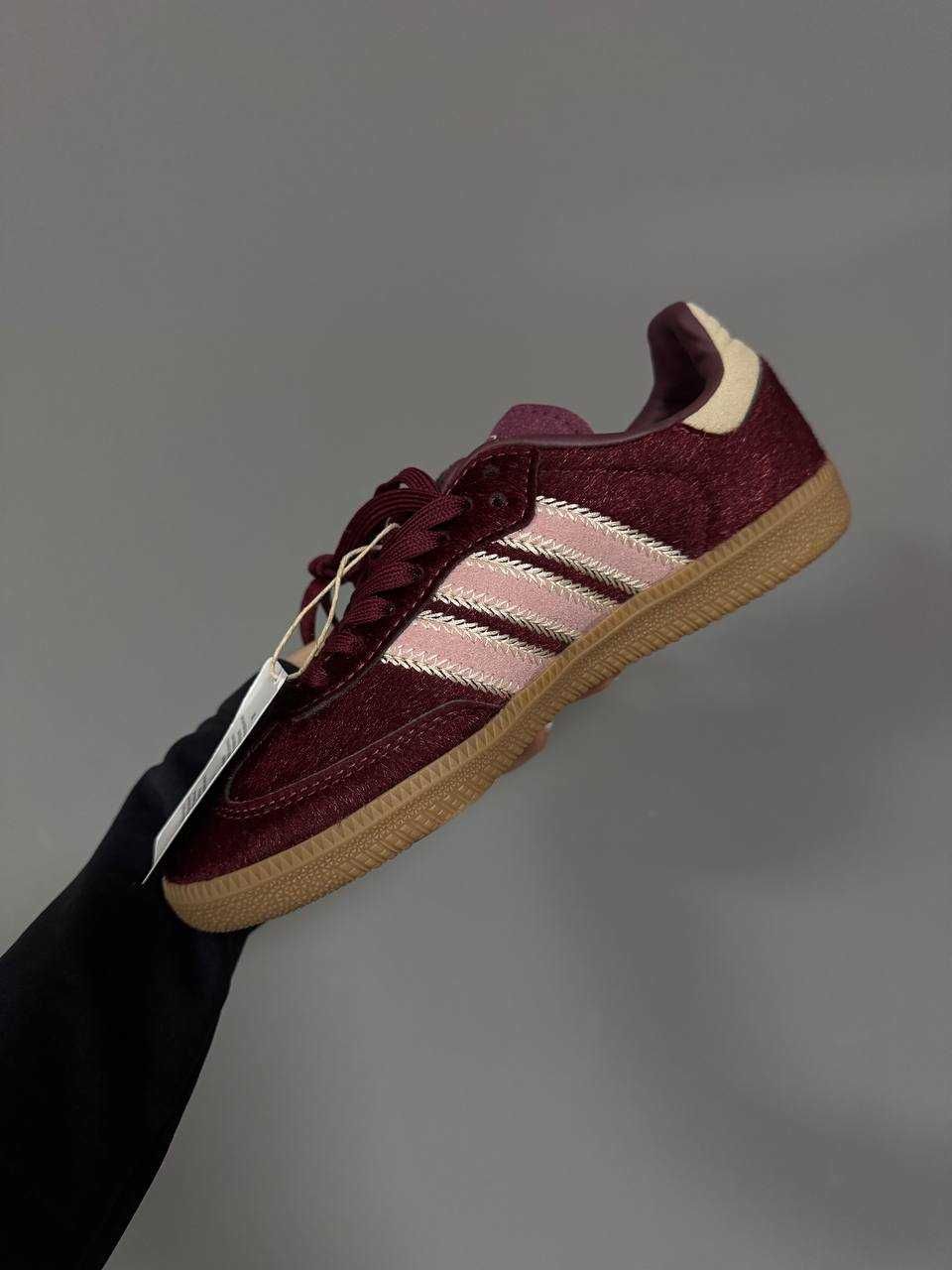 Кеди Adidas Samba Burgundy Pony / кеди Адідас Самба Бургунді текстиль