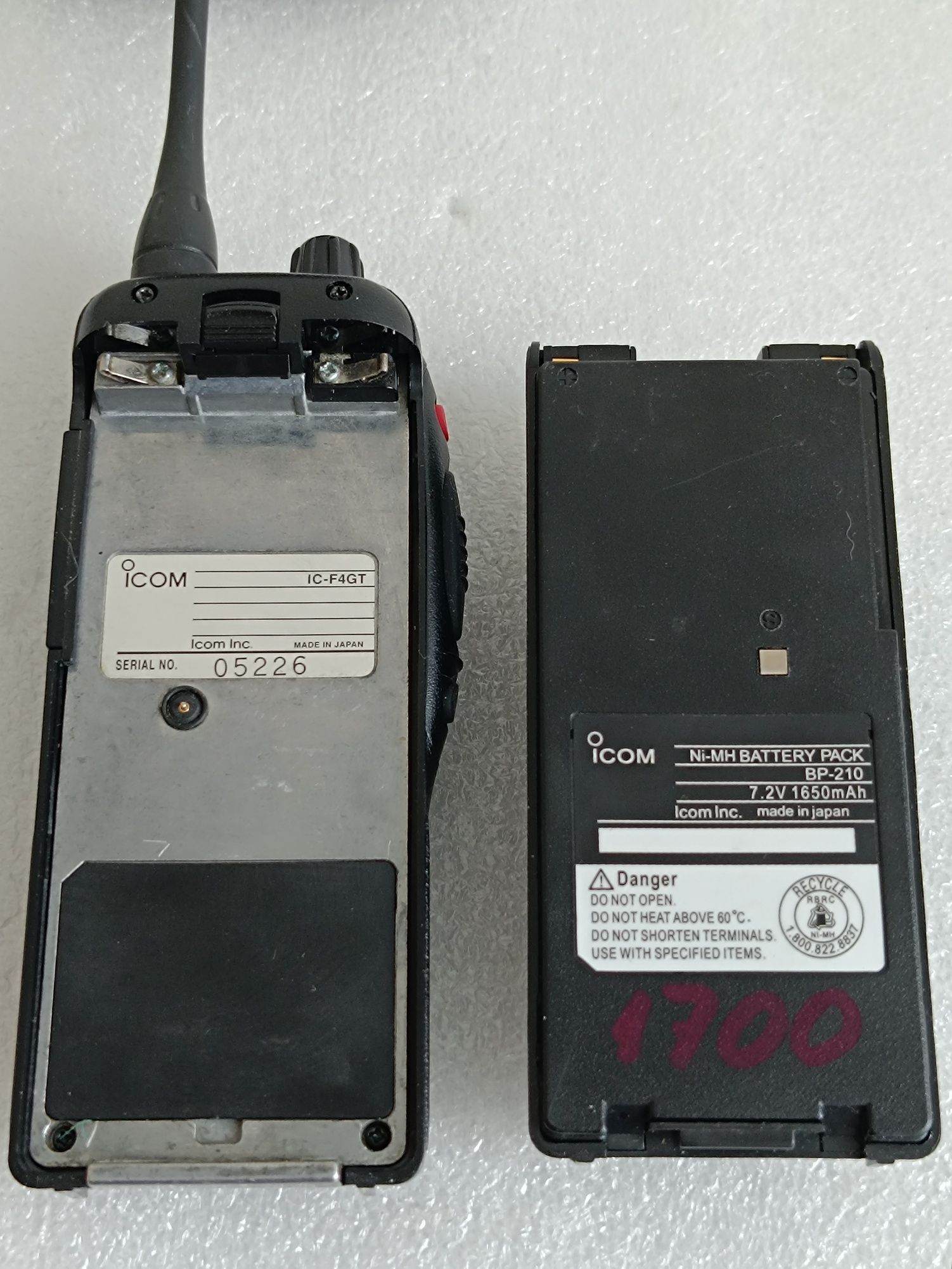Рация, радиостанция Icom IC-F4GT, Япония. Новая литиевая батарея.