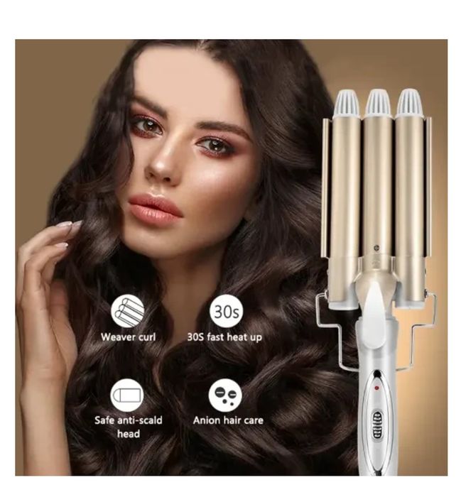 Плойка для волосся професійна Kemei KM-1010 потрійна для створення лок