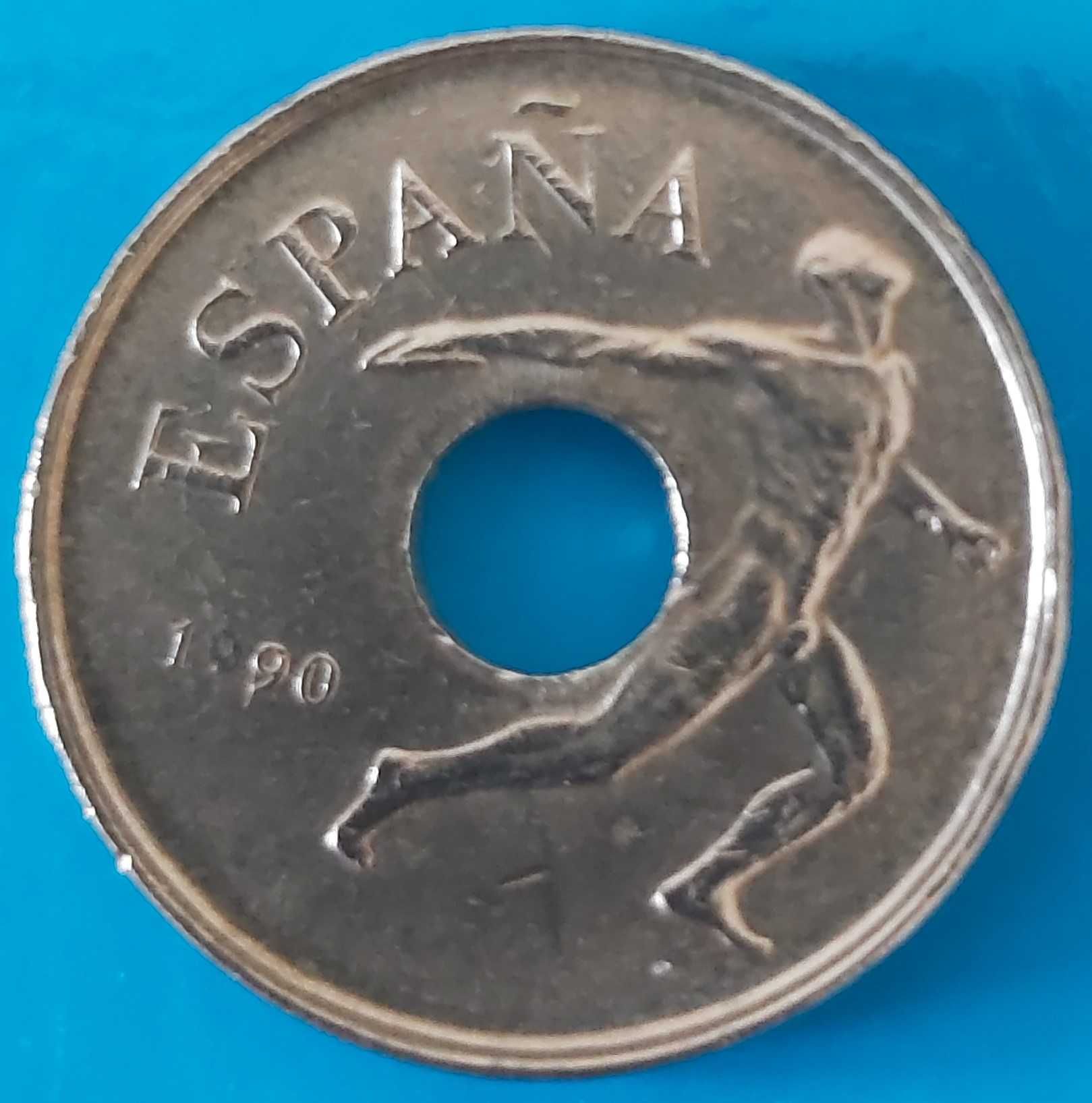 25 Pesetas de 1990, Espanha, Rei Juan Carlos I, Barcelona.92