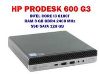 Мини Компьютер HP PRODESK 600 G3 (I3 6100T, 8GB DDR4, 128GB SSD) Б.У