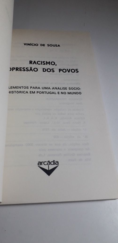 Racismo, Opressão dos Povos - Vinício de Sousa (1ª edição, 1975)