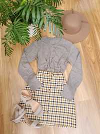 Kszmirowy bawełniany kardigan S- M szary sweter basic minimalizm