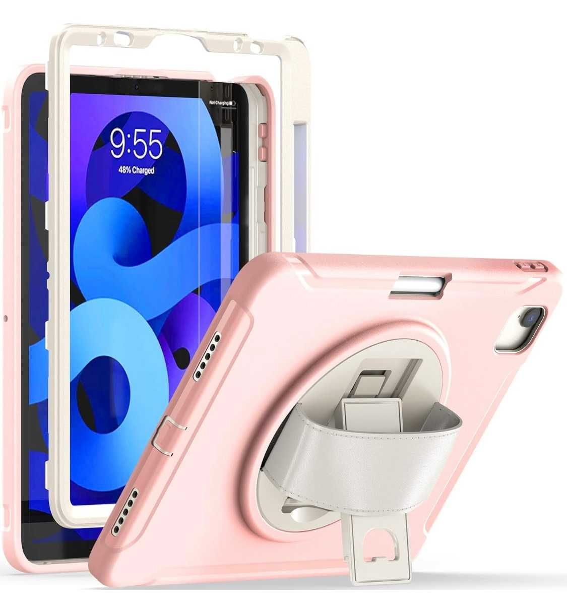 Etui pancerne obrotowe iPad Pro 11 / 10.9 różowe z uchwytem i podpórką