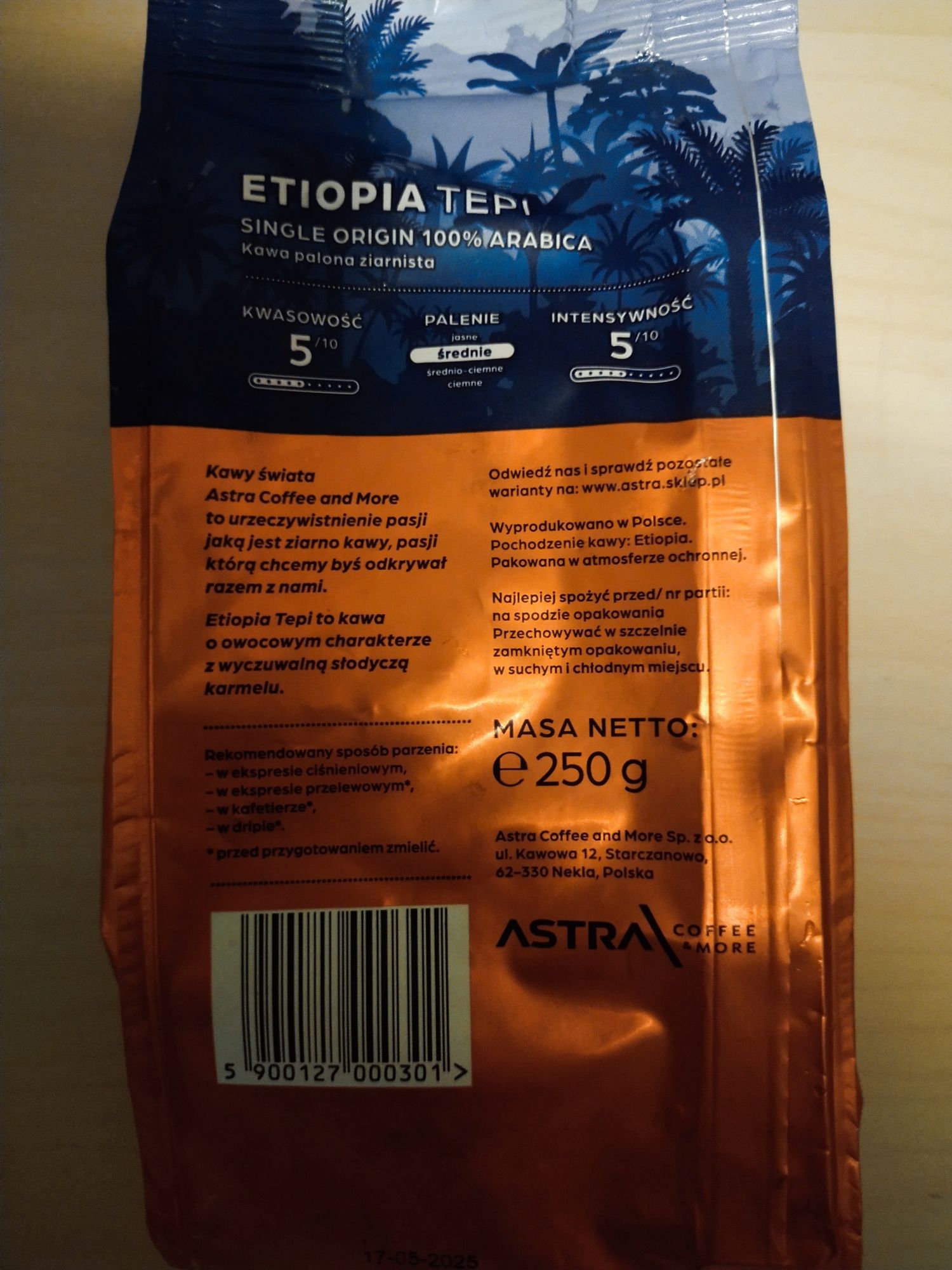 Kawy świata Etiopia Tępi Astra ziarnista 250g