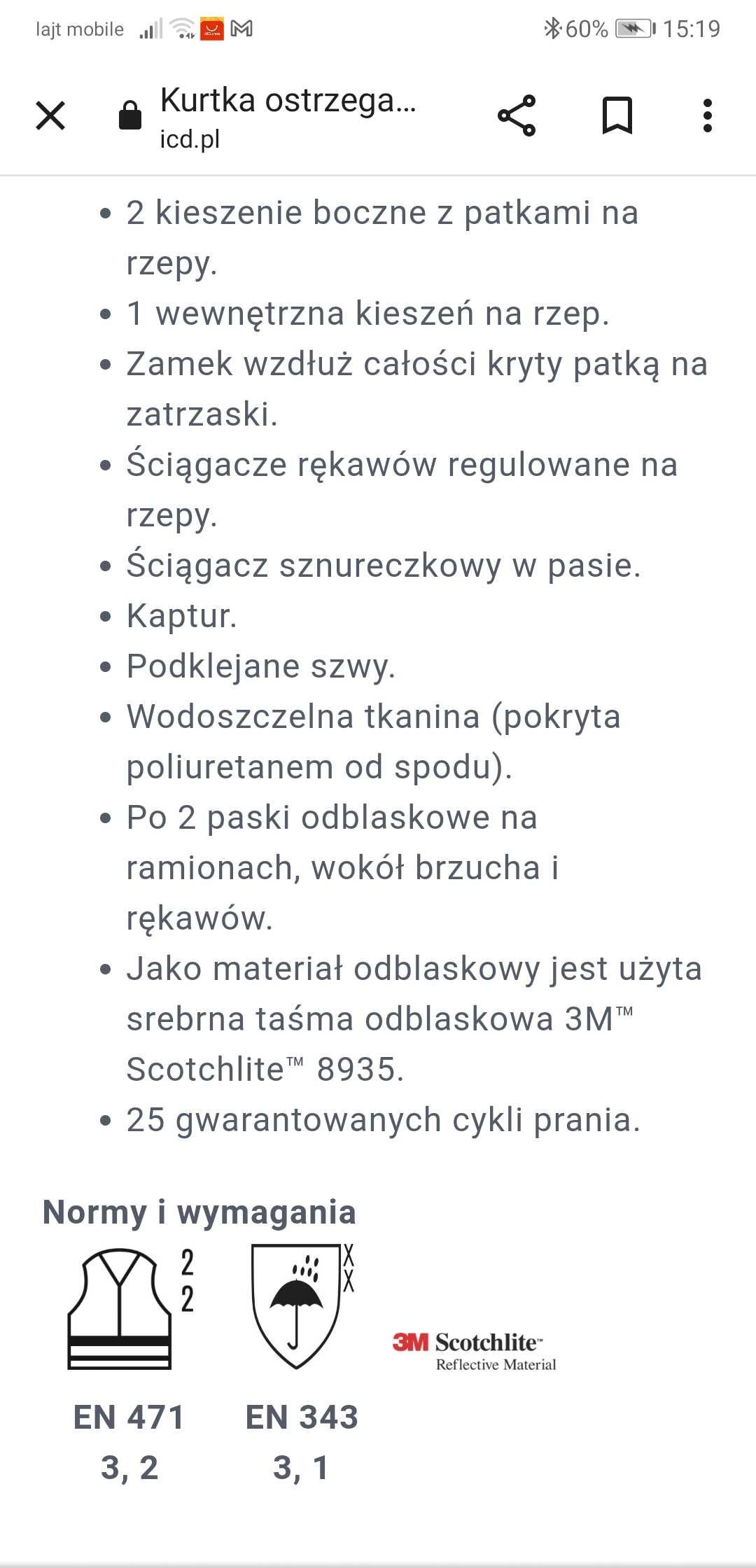 Kurtka ochronna, robocza - PLANAM, sygnalizacyjna