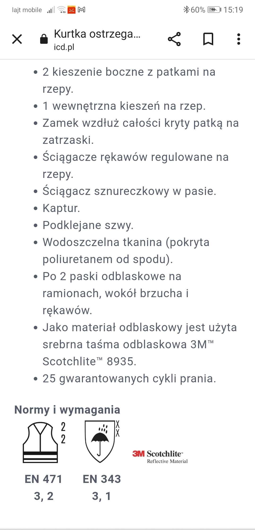 Kurtka ochronna, roboczaPLANAM, sygnalizacyjna