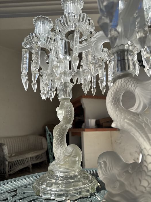 Candelabros estilo Baccarat Cristal Sereia de três lumes- par