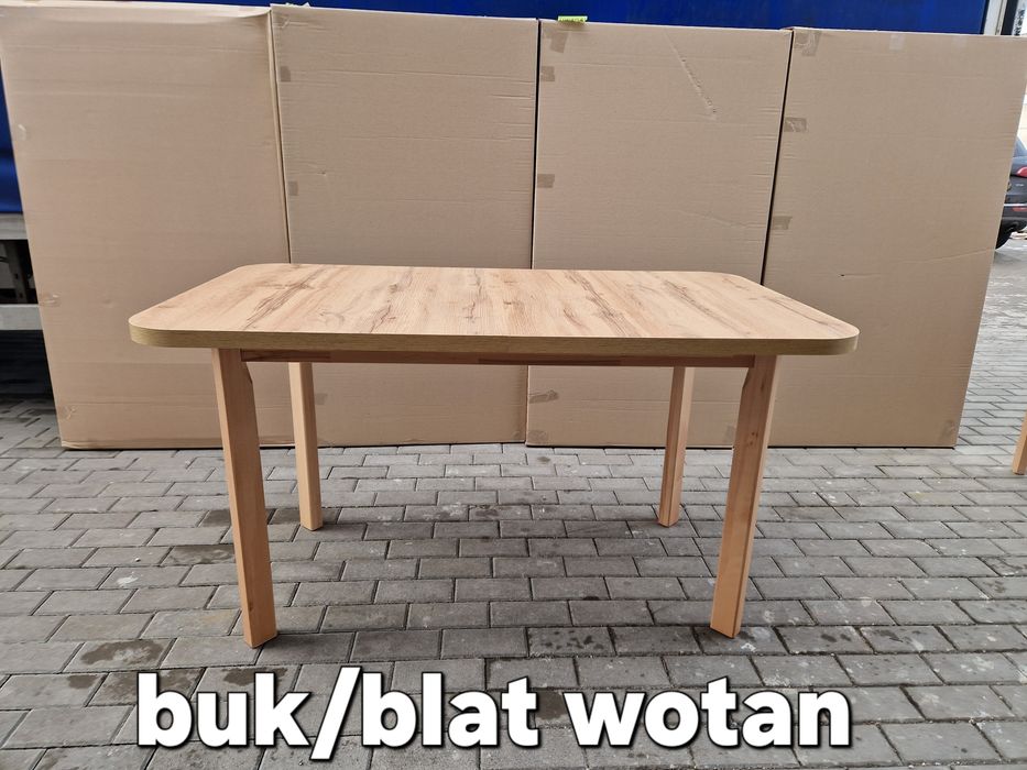 Stół rozkładany i 6 krzeseł, nowe, buk/wotan + szary, dostawa PL