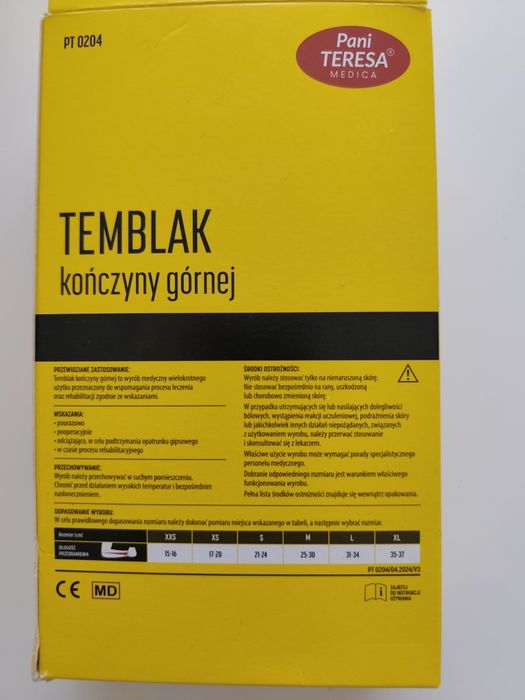 Temblak kończyny górnej rozmiar s długość 21  -24 cm