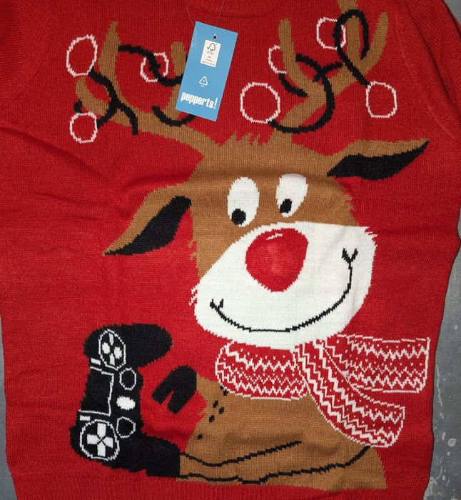 Sweterek świąteczny z reniferem dla chłopca sweter Pepperts 146/152